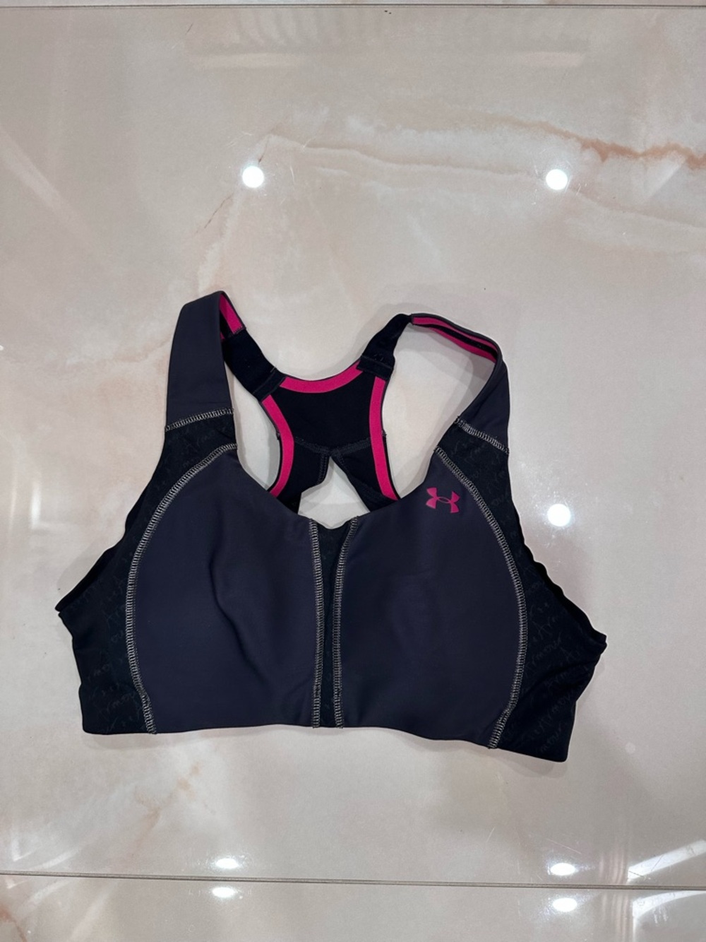 Under Armour Black Sports Bra with Pink Accents - High Support Racerback